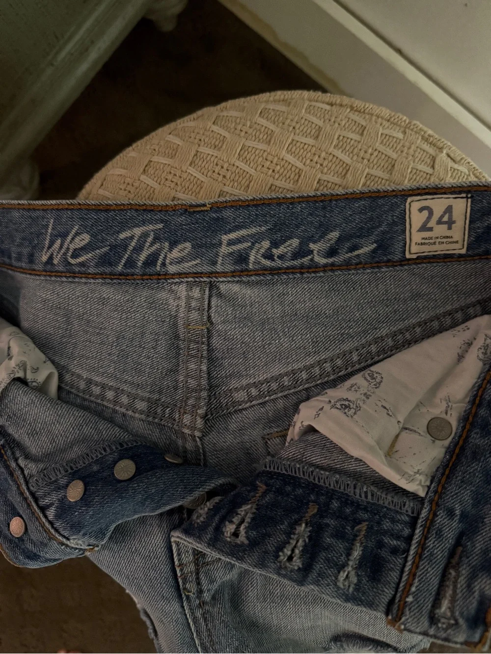 We The Free Light Blue Distressed Denim Shorts